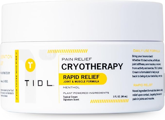 TIDL Cryotherapy Pain Relief Cream, 3 Oz, Targeted Neck Pain, Joint & Muscle Pain Relief with Organic, Plant-Based Menthol, Instant Cooling for Sport & Post Workout Full Body Recovery