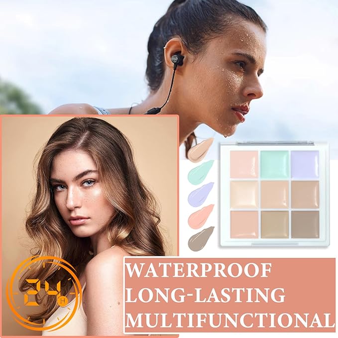 9 Colors Concealer Contour Palette,Correcting Concealer Makeup Palette