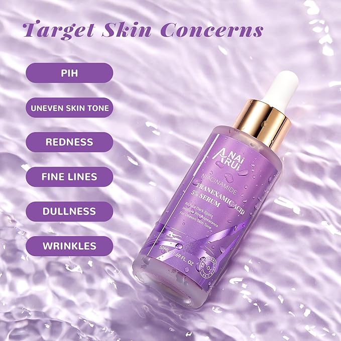 ANAI RUI 5% Tranexamic Acid Serum With Niacinamide,Kojic Acid, Arbutin,for Uneven Skin Tone 1.69 FL.Oz/50 ML
