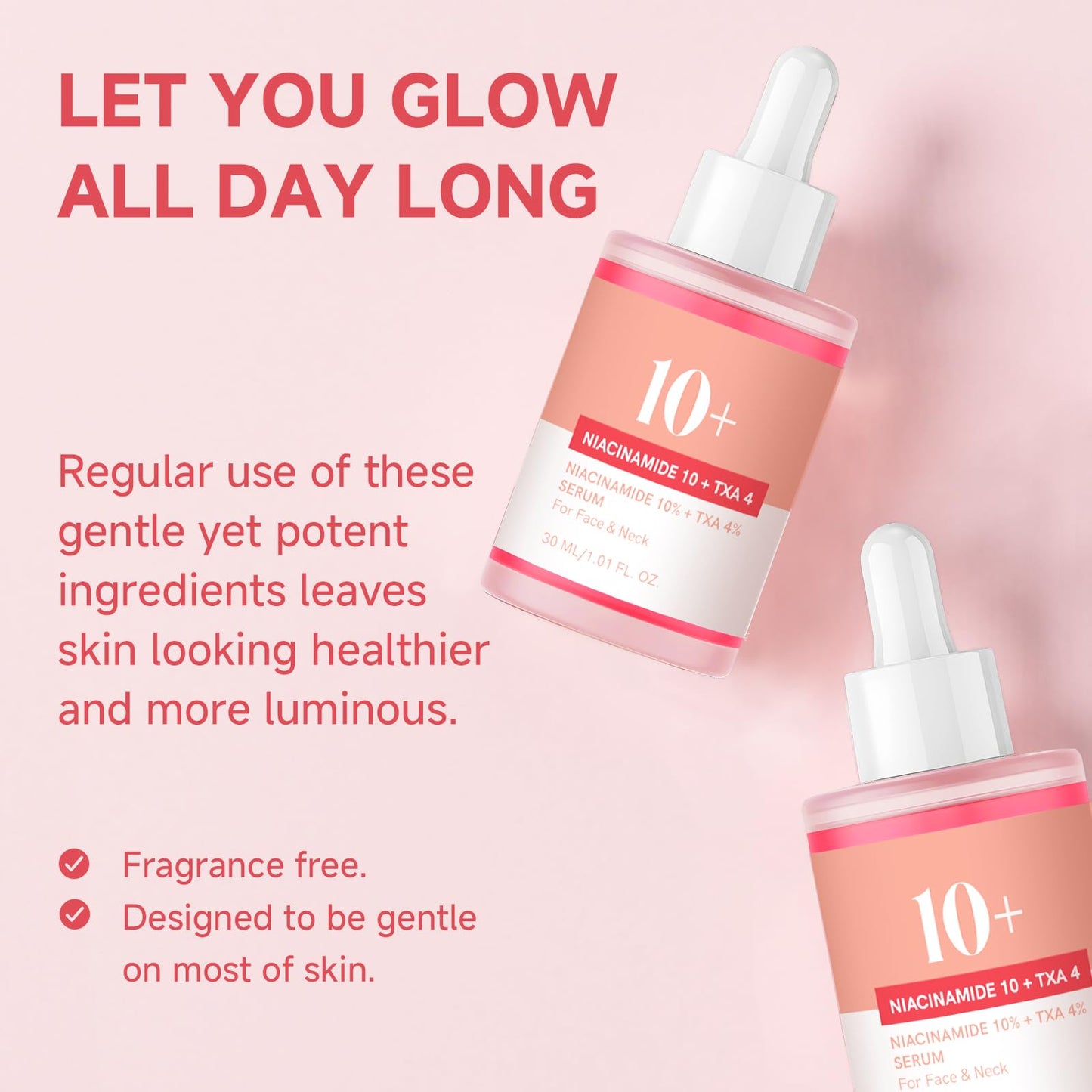 Niacinamide Serum, Niacinamide Serum 10% + TXA 4% Acid for Face, 2 Pack Tranexamic Hyaluronic Acid Essence for Face All-in-One Women Daily Korean Skincare Hydration, 30ml