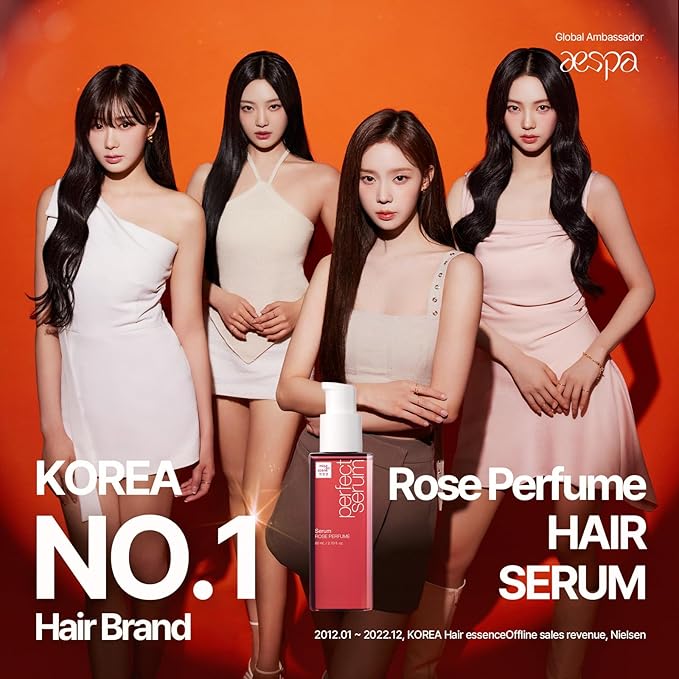 Mise En Scene Perfect Rose Perfume Serum - Korean Hair Essence with Rose Scent, Argan Oil for Damaged Hair Care, 2.70 fl. Oz