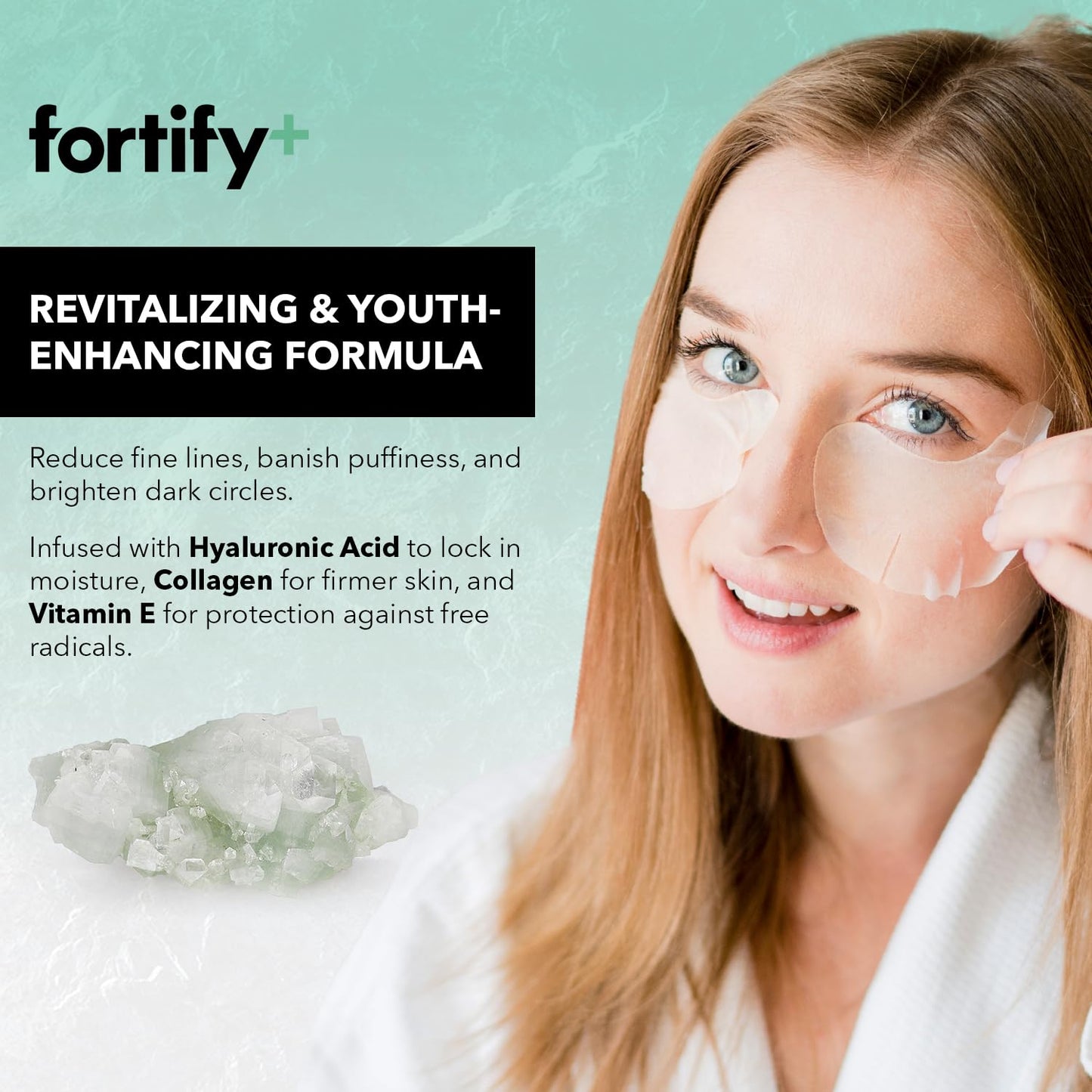 Fortify Skincare Under Eye Patches For Puffy Eyes and Dark Circles - Dermatologist Tested Anti-Aging - Ultra Hydrating, Anti Wrinkle Patches - Natural, Vegan, Clean Beauty, Korean Skin Care - 10 Pairs
