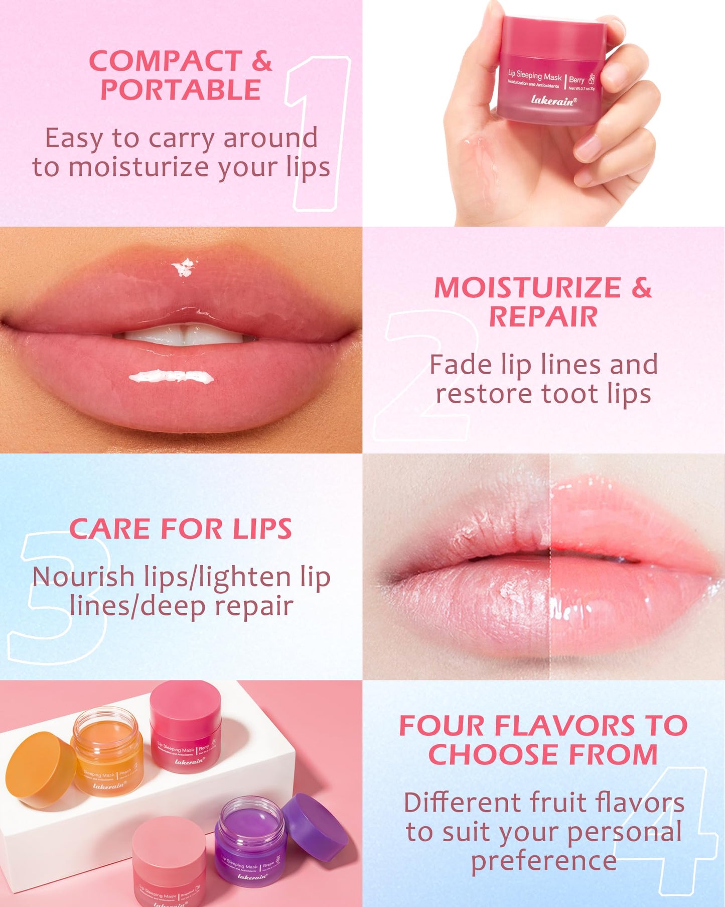 Sleeping Lip Mask, Overnight Hydrating & Prevention Dry and Cracked Lips Scrubs Exfoliator & Moisturizer, Ultra-Nourishing Lip Sleeping Mask with Wand, Lips Care Therapy Treatment for Women-02#Berry