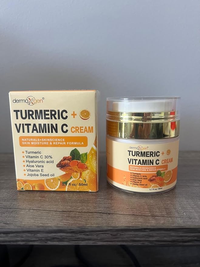 Turmeric Face Cream with 30% Vitamin C – Hydrating Glow Boosting Moisturizer for Normal, Dry, Oily, and Combination Skin – Organic Ingredients – 1.7 FL OZ