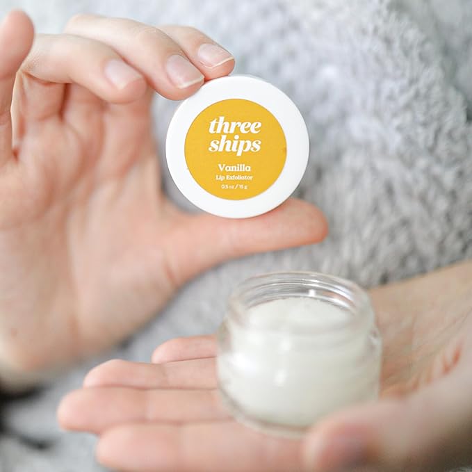 Three Ships Vanilla Lip Exfoliator – Vegan Lip Polish & Moisturizer – As Seen on TV – Soothing, Hydrating & Reviving Natural Lip Scrub for Dry, Damaged Lips, 15g