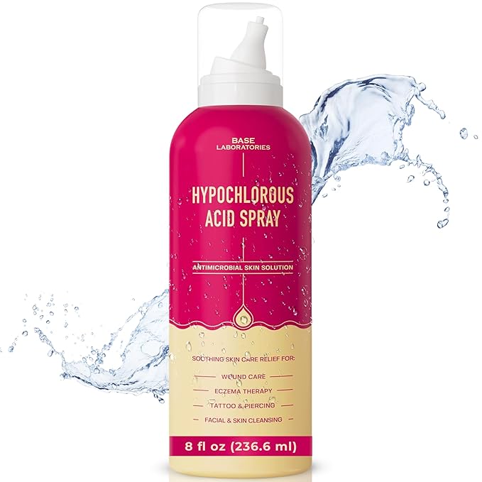 BASE LABORATORIES Hypochlorous Acid Spray for Face & Skin | 8 oz | Facial Spray Daily Skin Repair Solution for Sensitive Skin, Redness, Irritations, Eczema, Acne. Hypochlrous HOCL Molecule Spray
