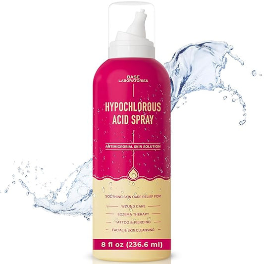 BASE LABORATORIES Hypochlorous Acid Spray for Face & Skin | 8 oz | Facial Spray Daily Skin Repair Solution for Sensitive Skin, Redness, Irritations, Eczema, Acne. Hypochlrous HOCL Molecule Spray