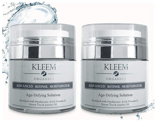 Advanced Anti Aging Retinol Cream Twin Set for Women & Men - With Retinol, Hyaluronic Acid & Vitamin E - Anti Aging Treatment Reduces Wrinkles & Fine Lines - Gentle Day and Night Serum, 1.7 Fl Oz