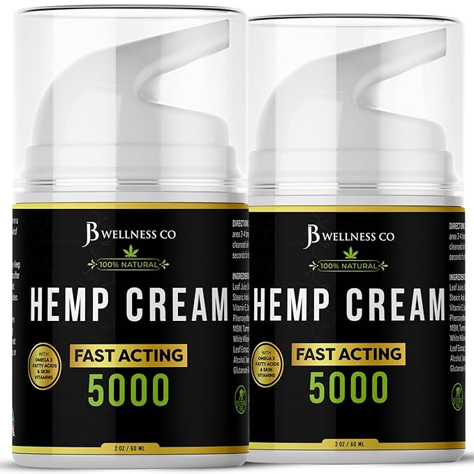 [2-PACK] Premium Hemp Cream -4oz- Hemp Extract Cream - Sore Muscles, Knees, Joints, and Lower Back- Made in USA [2-PACK]