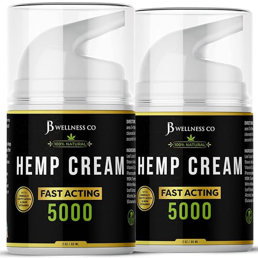[2-PACK] Premium Hemp Cream -4oz- Hemp Extract Cream - Sore Muscles, Knees, Joints, and Lower Back- Made in USA [2-PACK]
