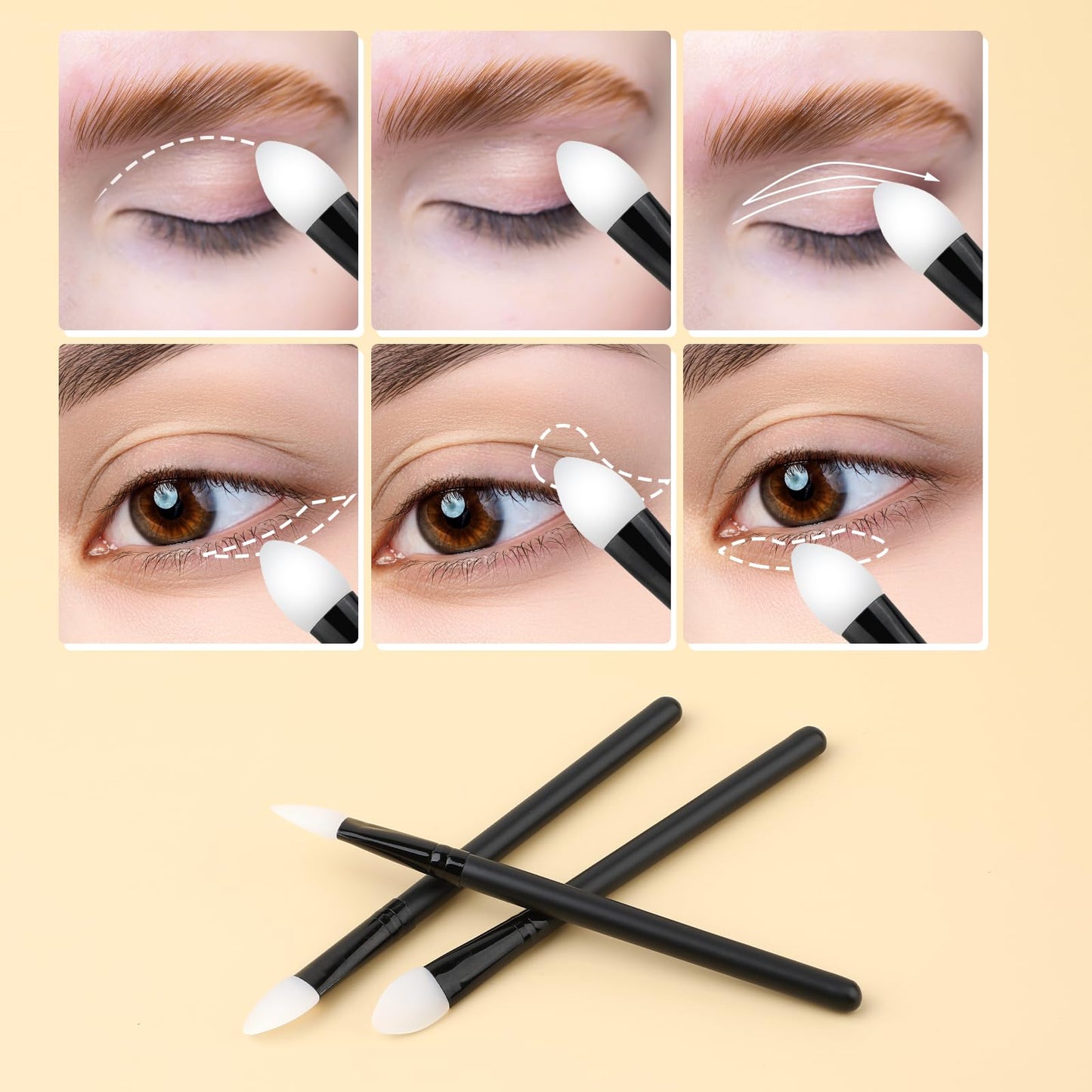 3 Pcs Silicone Makeup Applicator Shadow Brush Eyeshadow Applicators Eyeshadow Brush Lip Mask Makeup Brushes for Liquid Eye Shadow Applying Cream