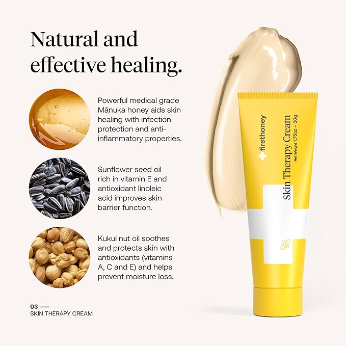 First Honey® Manuka Honey Cream for Dry & Itchy Skin | Fast Relief for Eczema, Rosacea, Psoriasis, & Dermatitis | Natural & No Fillers | Safe for Babies & Toddlers | 1.75 oz