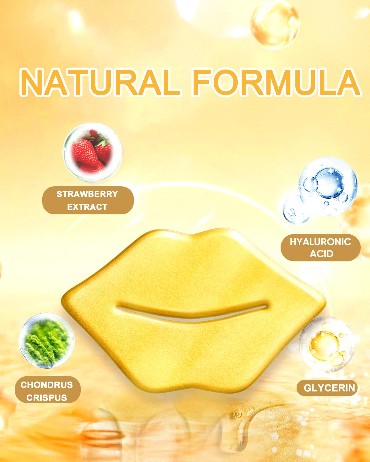 Bukamkom Collagen Lip Mask Patches Golden Sheets 20 Pack,24k Gold Overnight Lips Masks Moisturized Lips,Soothing & Nourishing Moisture,Anti-Aging,Bulk Lip Patches masks Individually Wrapped