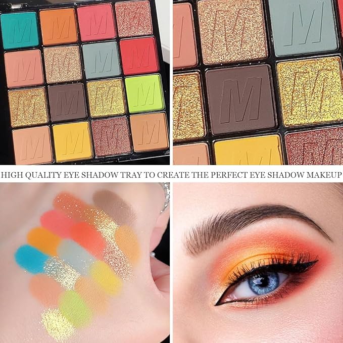 16 Colors Champagne Gold Glitter Matte Shimmer Eyeshadow