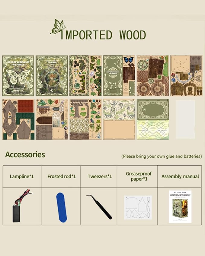 Book Nook Kit - DIY Miniature House Dollhouse 3D Puzzles for Adults and Teens - Gifts for Family and Friends Bookshelf Decor Tiny House Model Build with LED Light (BV02-007)