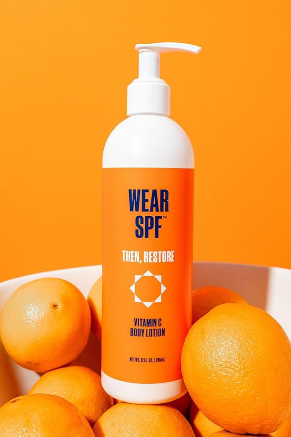 Vitamin C Body Lotion Skin Restorative Exfoliation Treatment with Lactic Acid and Urea Moisturizes and Hydrates Skin, 12 oz.