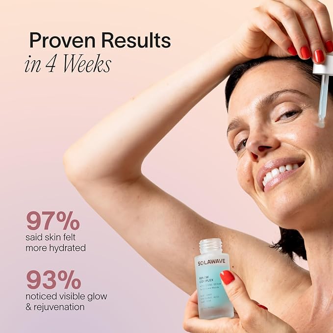 Solawave Renew Complex Red Light Therapy Activation Serum for Face & Neck | Pairs with LED Facial Wand Device | Hydrates & Plumps the Skin | Blue Tansy, Aloe Vera, Hyaluronic Acid (3 Pack - 1 Oz)