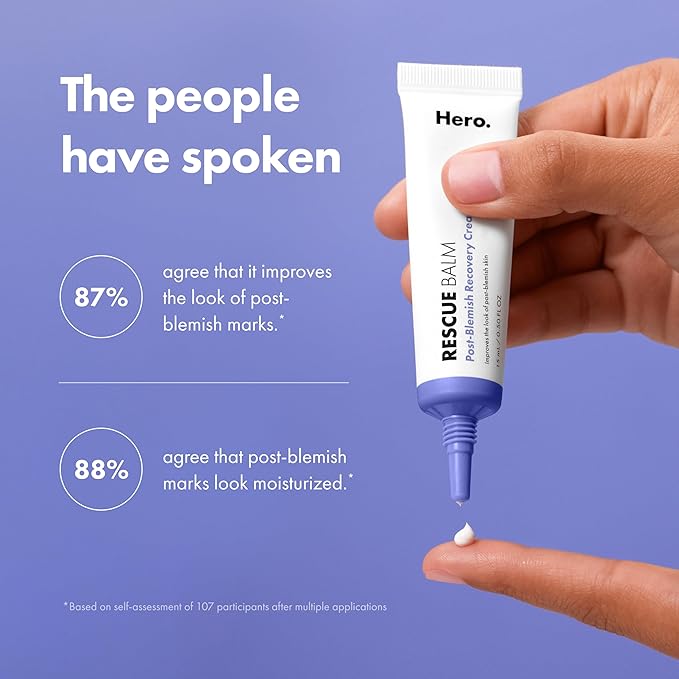 HERO COSMETICS Rescue Balm Original-New Formula The Post-Blemish Cream to Boost Hydration and Improve the Look of Post-Blemish Marks. Derm-Tested. New Formula. Won’t Clog Pores. 15mL