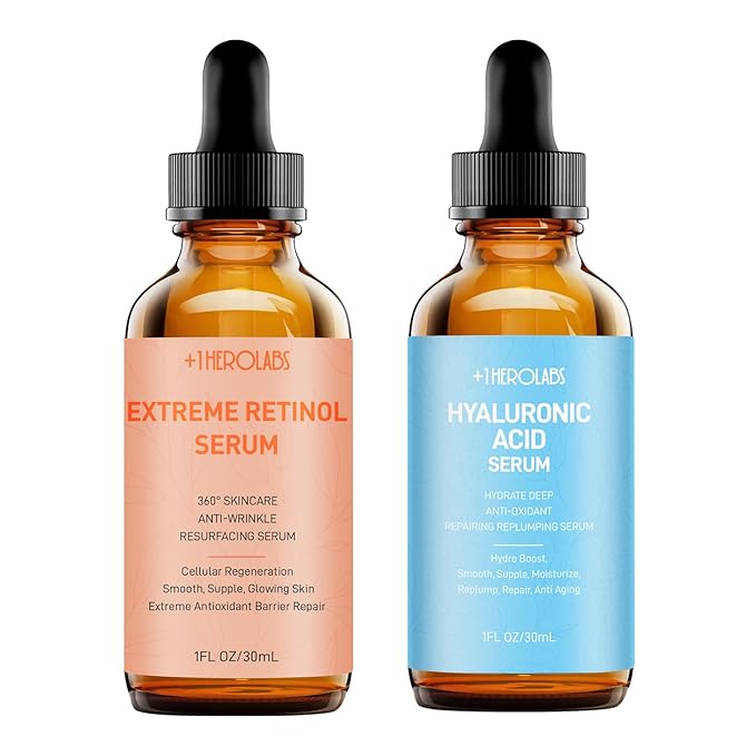 Face Serum Set – Retinol Serum & Hyaluronic Acid for Face – Anti Aging Skin Care Set for Women – Firm, Wrinkle Smoothing