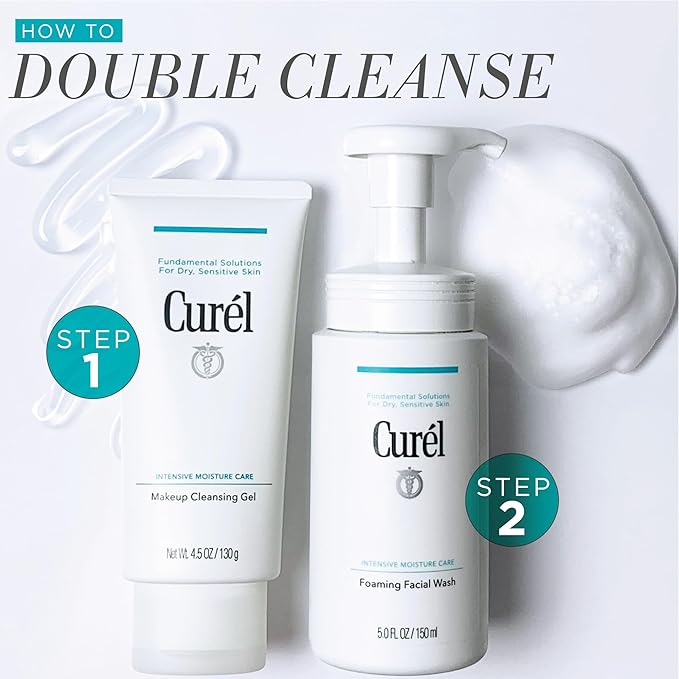 Curel Japanese Skin Care Makeup Cleansing Gel, Waterproof Eye Makeup Remover and Gentle Facial Cleanser for Dry, Sensitive Skin, Step 1 of 2, 4.5 Oz
