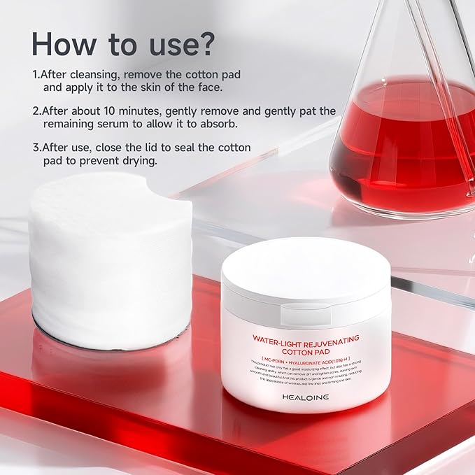 Rejuvenating Zero Pore Toner Cotton Pads with Hyaluronic Acid & MC-PDRN - Moisturizing Facial Korean Skin Care for Smooth Skin（100 Pads）