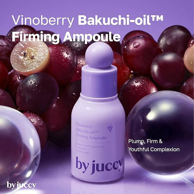 By Juccy Vinoberry Bakuchi-oil 30,000 ppm Firming AmpouleㅣWrinkle-Softening & Texture-Perfecting | Bakuchioil, Viniferatrol, Peptides, Cica | Skin Elasticity&Even Skin ToneㅣKorean Skincare 1.01 Fl.oz