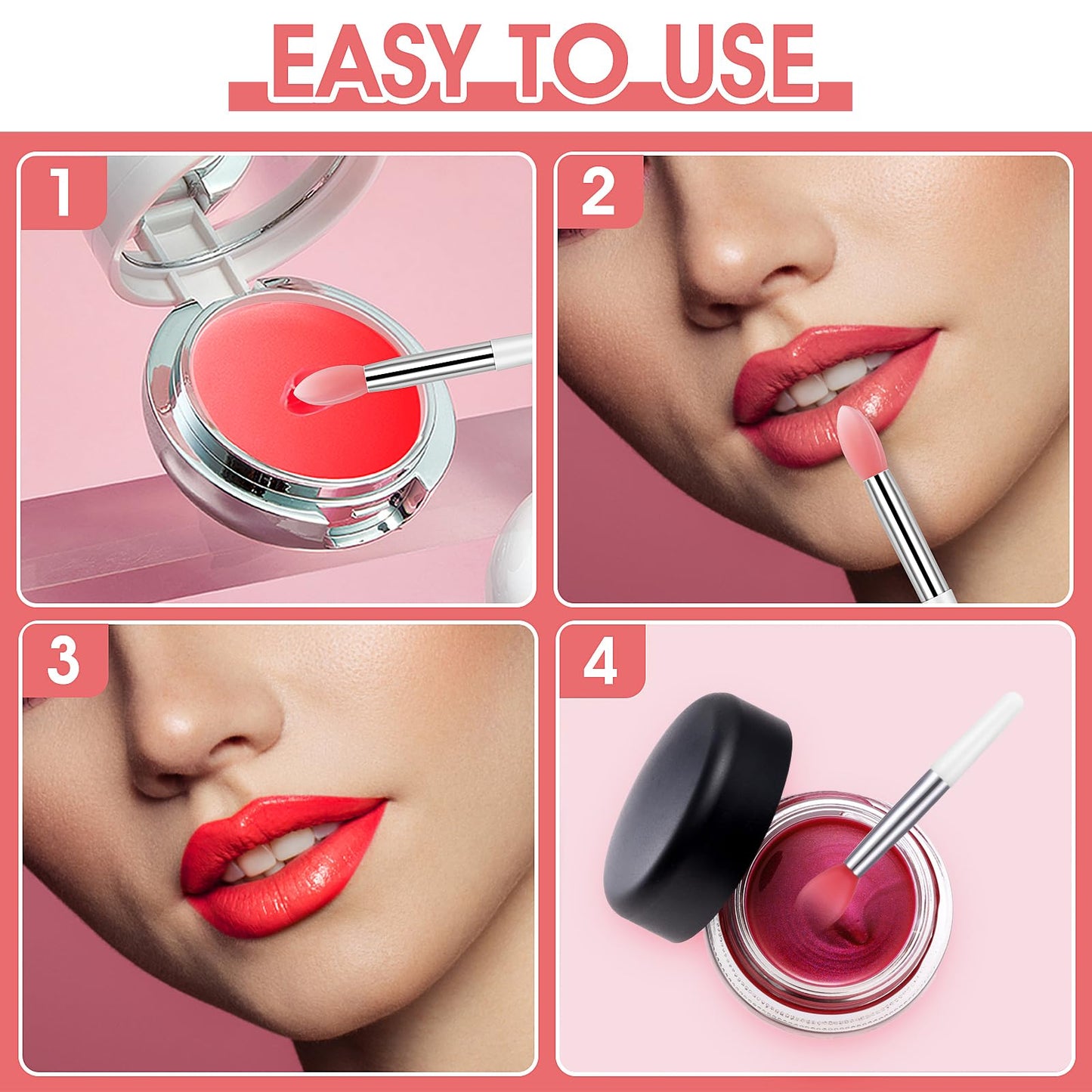 9PCS Reusable Lip Balm Applicator - Silicone Lipstick & Eyeshadow Brushes - Cream Lip Mask Beauty Tool Kit