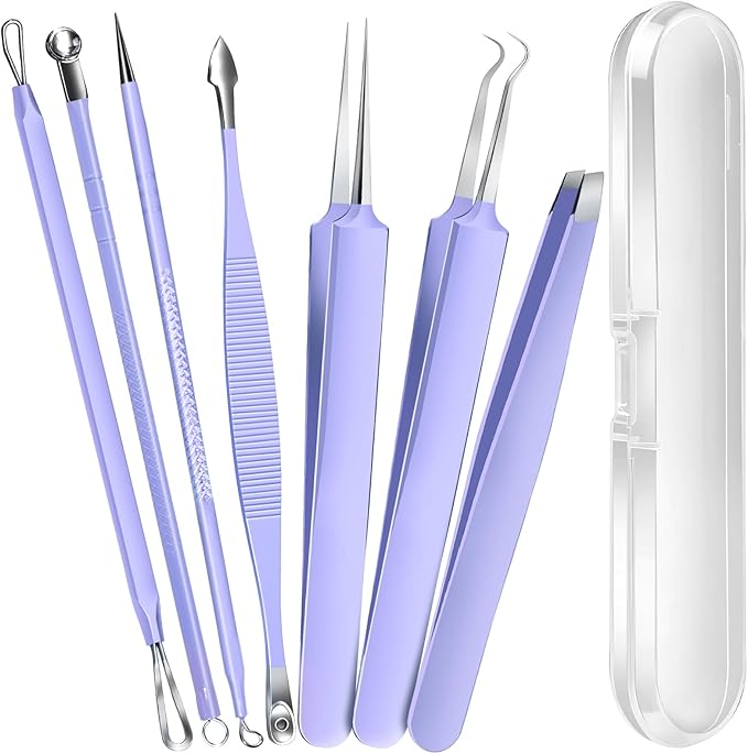 Teenitor Pimple Popper Tool Kit and Blackhead Remover Tools, Ingrown Hair Tweezers, Professional Blackhead Extractor Pimple Extractor Comedone Extractor, Black Head Remover for Face