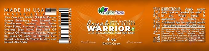 Herbal Mana Frankincense DMSO Cream for Joint Pain | Royal Warrior
