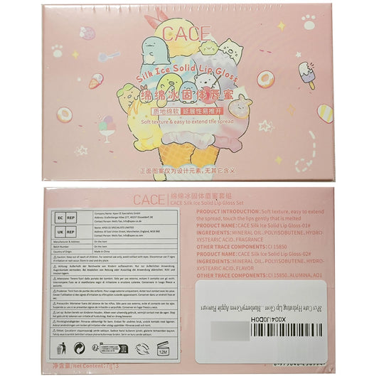 3Pcs Cute Hydrating Lip Gloss Set, Lip Sleeping Mask, Ice Cream Solid Lip Balm for Grils, Nourish Lip Care Makeup Sweet Peach/Blueberry/Green Apple Flavours