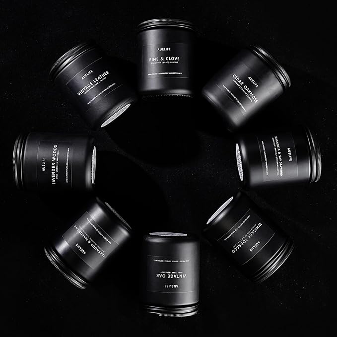 Scented Candles Set | Masculine Candle, Gifts for Men - Soy Candles for Home Scented - 4 Pack Aromatherapy Candle Gift - Scent of Vintage Oak/Cedar Oakmoss/Magnolia & Sandalwood/Pine & Clove