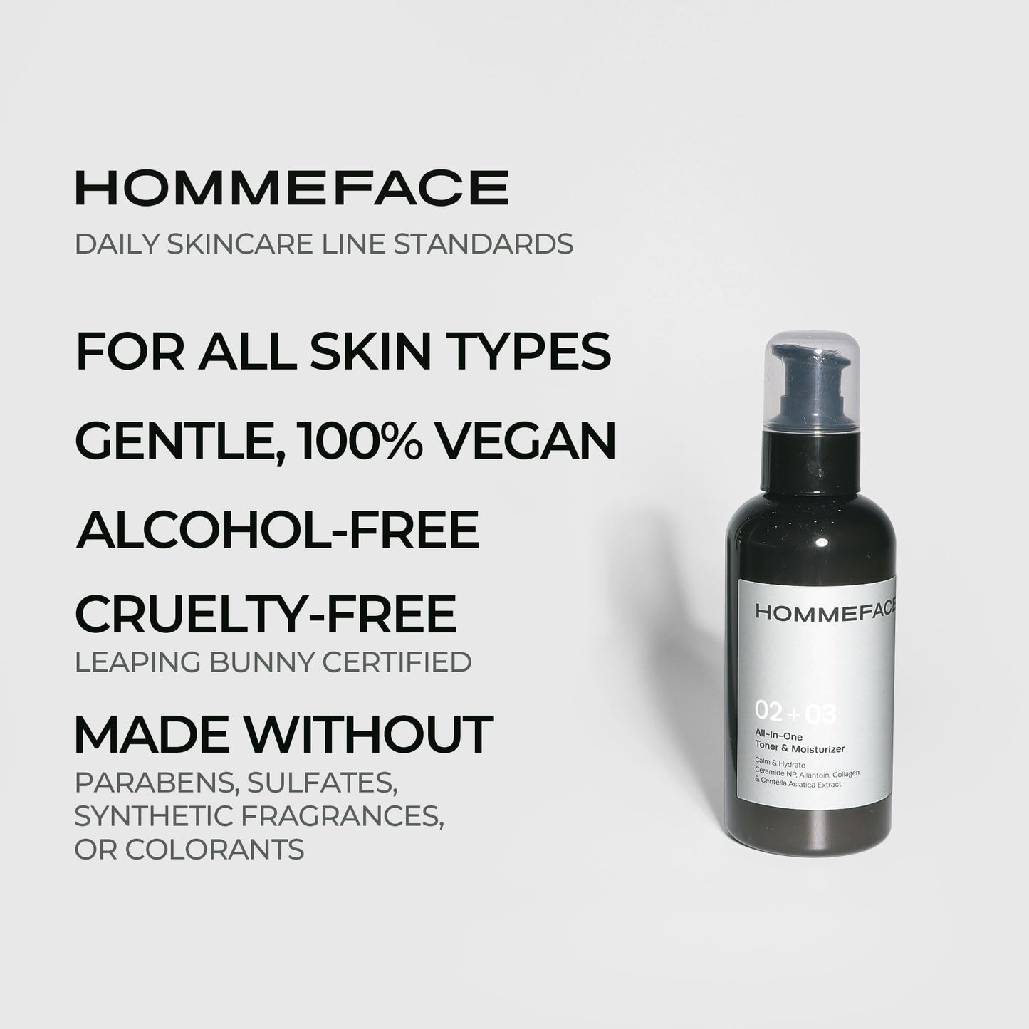 HOMMEFACE Men’s All-in-One Face Toner & Moisturizer, 5.07 fl oz - Lightweight, Alcohol-Free, After Shaving - Korean Skincare Technology with Collagen, Ceramide & Witch Hazel