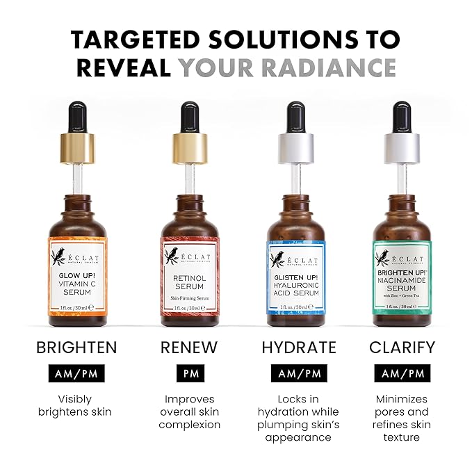 Eclat Skincare Hyaluronic Acid Serum for Face – 2.5% Hyaluronic Acid + 3% B5, Vitamin C & E - Hydrating Anti Aging & Anti Wrinkle Face Serum - Moisturizing & Plumping Formula for Smooth Skin 1 fl oz