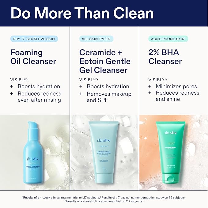 Skinfix Foaming Oil Cleanser - 6 oz - Rich Gel-to-Foam Face Cleanser to Hydrate & Soothe Dry, Sensitive Skin - Fragrance Free, Vegan, Cruelty Free