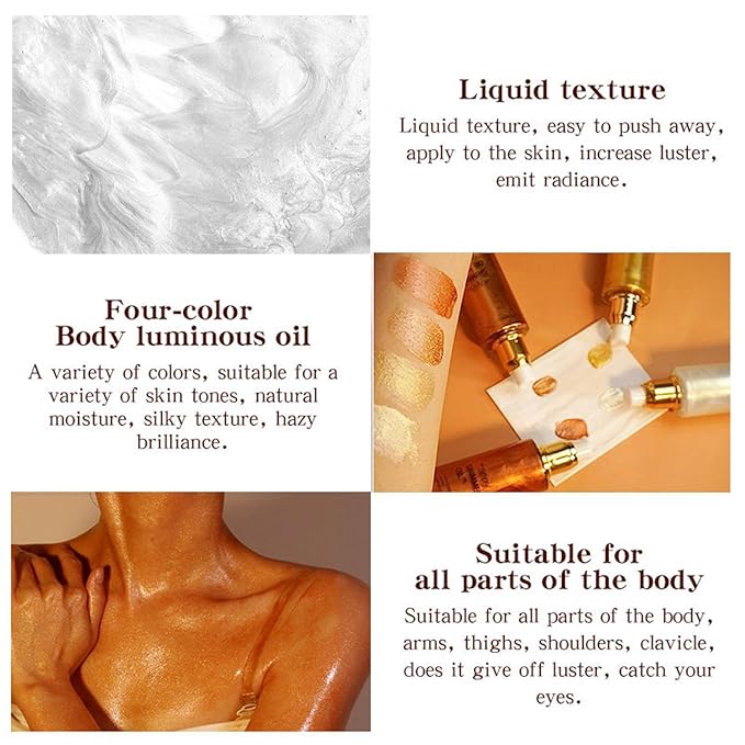 Shimmer Body Oil, Highlighter Makeup Smooth Glitter Glow