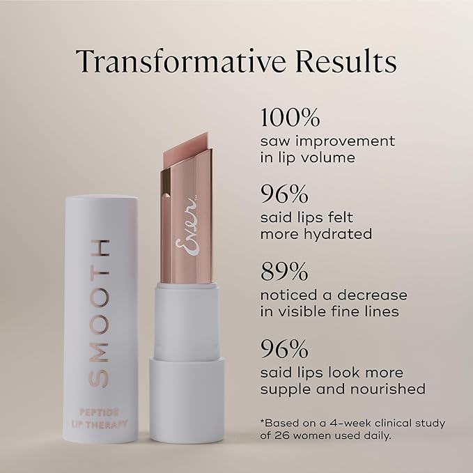 EVER SMOOTH Peptide Lip Therapy Collagen Balm with Coconut, Argan, Camellia Oils - Pretty Pink