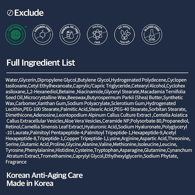Stem Cell Peptide Retinol Night Cream 1.69 fl oz - Plant-Based Stem Cell for Anti-Aging, Skin Repair, Nourishment, Korean Skin Care for Overnight Facial Recovery