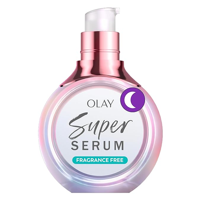 Olay Super Serum Night Repair, Fragrance-Free Trial Size - Niacinamide, Peptide, Salicylic & Lactic Acid, Glycerin - 5-in-1 Skin Care Benefits - Hydrating, Reduces Dark Spots, Anti-Aging, 0.4 Oz
