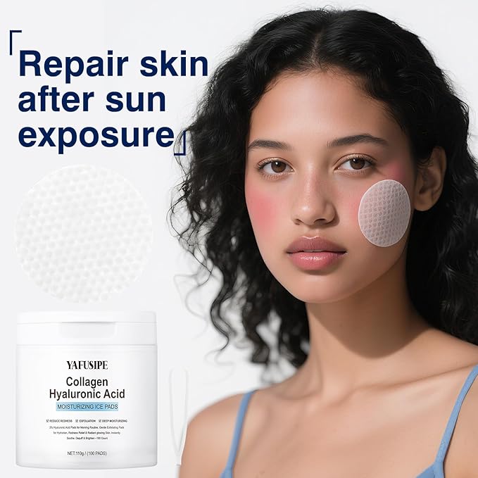 3% Hyaluronic Acid Collagen Peptide Toner Pad, Hyaluronic Acid Toners Facial Pads Jelly Pad for Face Hydrating Face Facial Treatment Toner Cotton Wipe for Women Smoothing All Skin Types 100 Pads