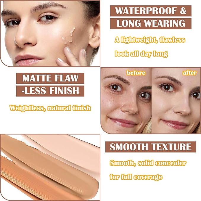 3 Colors Correcting Concealer Palette,Concealer Contour Foundation Makeup Dark Circles,Acne,Blemish