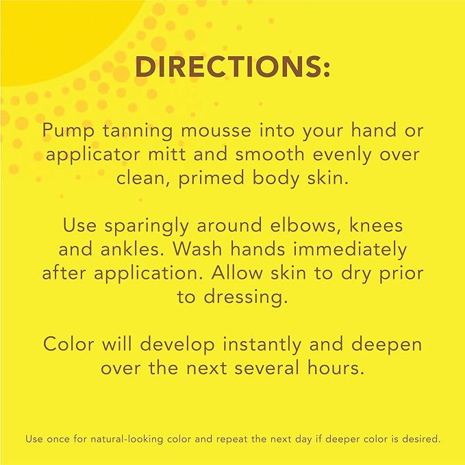 Jergens Natural Glow Instant Self Tanner Mousse, Sunless Deep Bronze Tan, Sunless Self-tanner, for a Natural-looking Tan, 6 Oz, Pack of 2