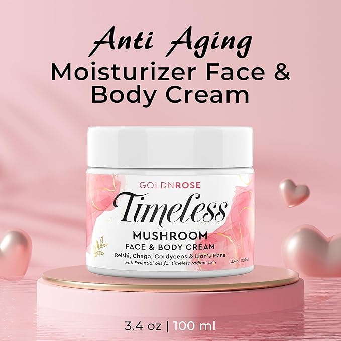 Zenrenu Anti Aging Moisturzer Face & Body Cream for Women - Reishi, Chaga, Cordyceps, Lion’s Mane Botanical Extracts & 8 Essential Oils for Silky Timeless Radiant Skin Tighening & Repair 3.4 oz