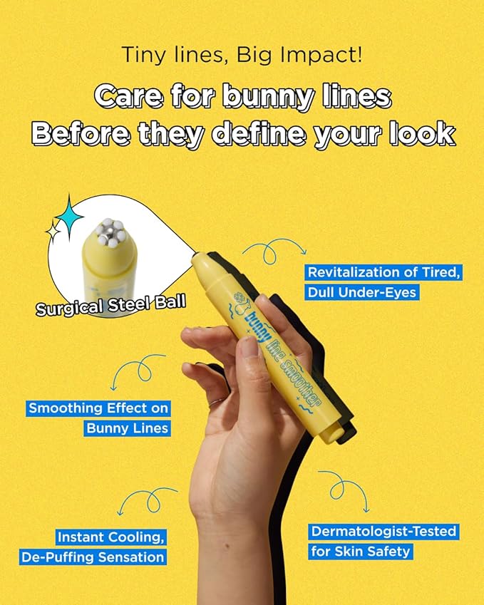 CHASIN' RABBITS Bunny Line Smoother Eye Cream Roller, 0.5 Fl Oz, Eye Cream with Surgical Steel Ball Rolling Stick, Eye Roller for Wrinkles, Dark Circles and Under Eye Bags, Vegan, Korean Skin Care