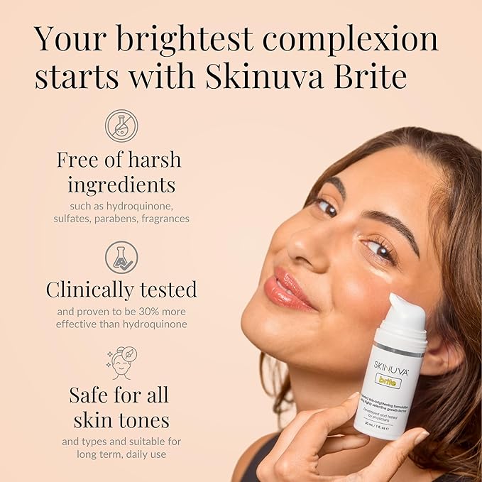 Skinuva® Brite Dark Spot Treatment – Tone-Enhancing Cream Formulated with Growth Factors, Vitamin C, and Niacinamide For All Skin Types