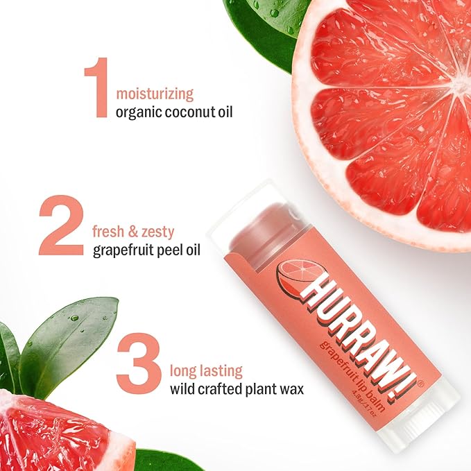 Hurraw! Grapefruit Lip Balm, 2 Pack: Palm