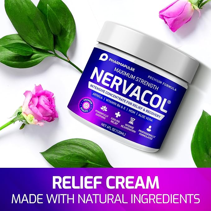 Pharmapulse Neuropathy Nerve Therapy & Relief Cream - Maximum Strength Relief Cream for Foot, Hands, Legs, Toes Includes Alpha Lipoic Acid, Arnica, Vitamin B6, Aloe Vera, MSM - Effective Soothing 4oz