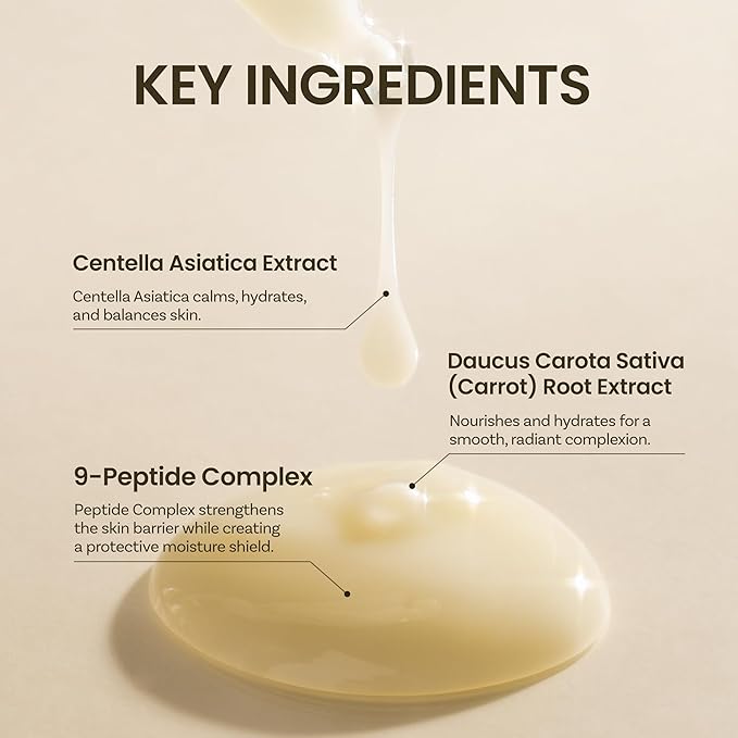 ONGREDIENTS Skin Barrier Calming Lotion | Lightweight Moisturizer for Dry, Sensitive Skin | Centella, 9-Peptide Complex, Glucose, Soothing, Calming, Hydrating | Vegan, Korean skincare (7.43 fl Oz)