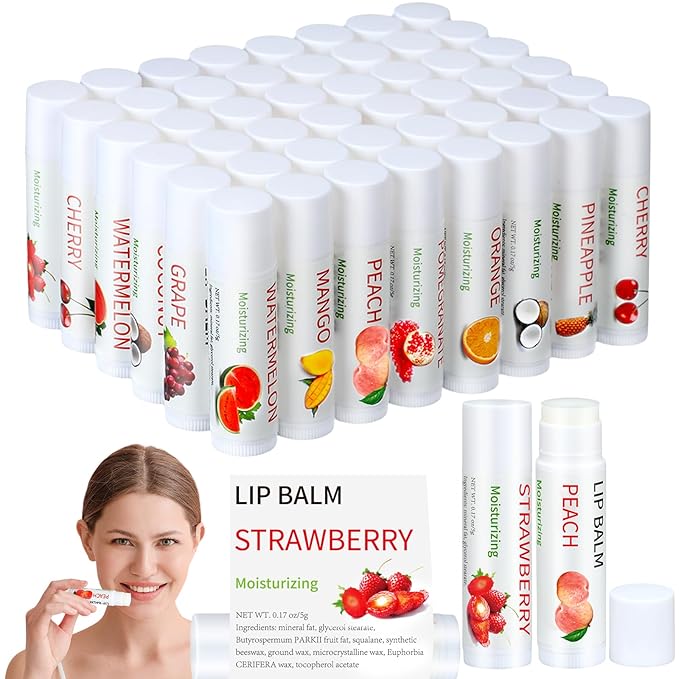 50 Pcs Fruit Flavors Lip Balm Supplies