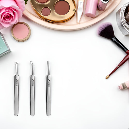 3 Pcs Silver Professional Blackhead Tweezer,Extractor Acne Removal, Professional Facial Blackhead Remover Tweezers Precision Extractor Acne Removal Kit Pimple Popper Tool