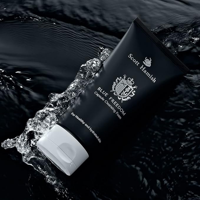 Scott Hamish Blue Blended Set - Skincare Set for Men with Face Wash, Face Toner & Facial Emulsion – Intensive Moisturizing and Conditioning Aftershave Kit Enriched - Bergamot & Musky Scent